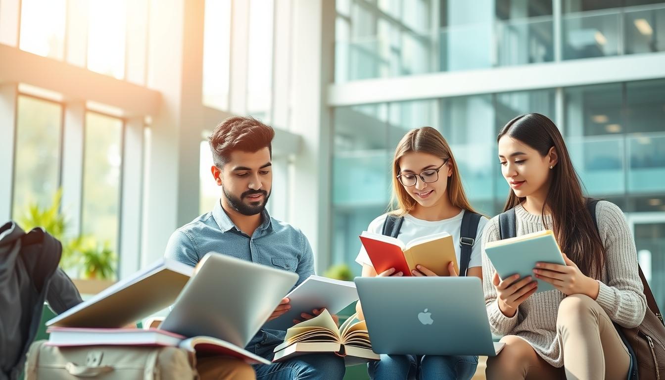 Student using a study guide to organize academic notes